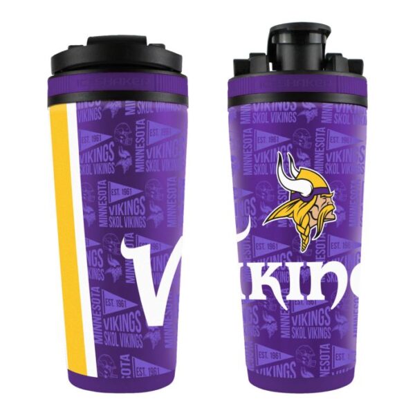 WinCraft Minnesota Vikings 26oz. 4D Stainless Steel Ice Shaker Bottle