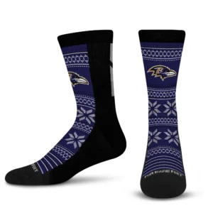 Baltimore Ravens Holiday Cheer Sweater Crew Socks